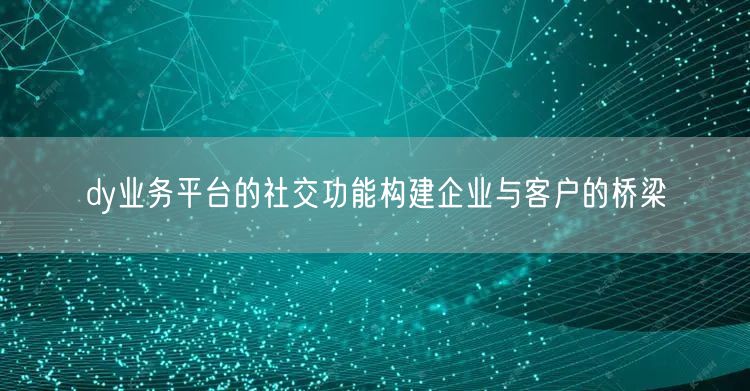 dy业务平台的社交功能构建企业与客户的桥梁