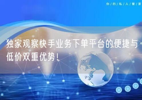 独家观察快手业务下单平台的便捷与低价双重优势！