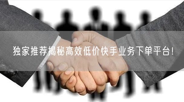 独家推荐揭秘高效低价快手业务下单平台！
