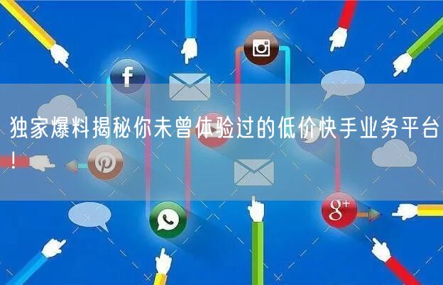 独家爆料揭秘你未曾体验过的低价快手业务平台！