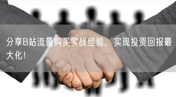 分享B站流量购买实战经验，实现投资回报最大化！
