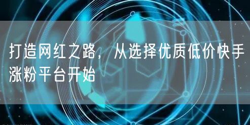 打造网红之路，从选择优质低价快手涨粉平台开始